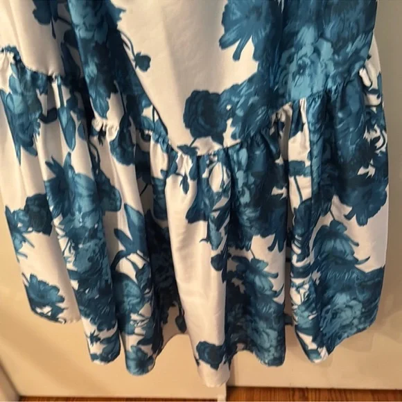 Anthropologie Teal and White Floral Maxi Dress - Picture 5 of 5